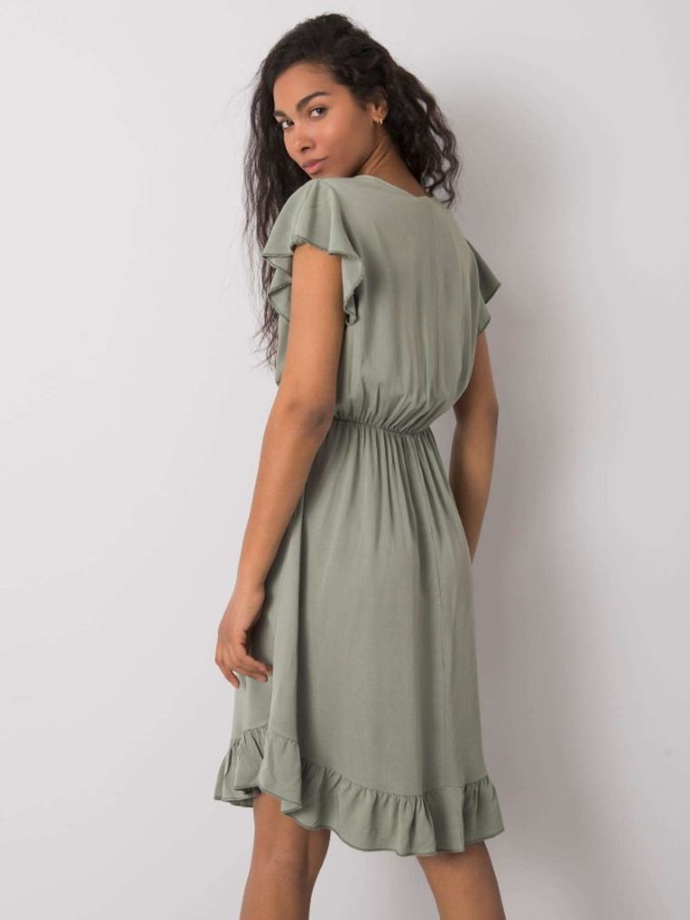 Sukienka damska z krótkim rękawem, khaki, Och Bella