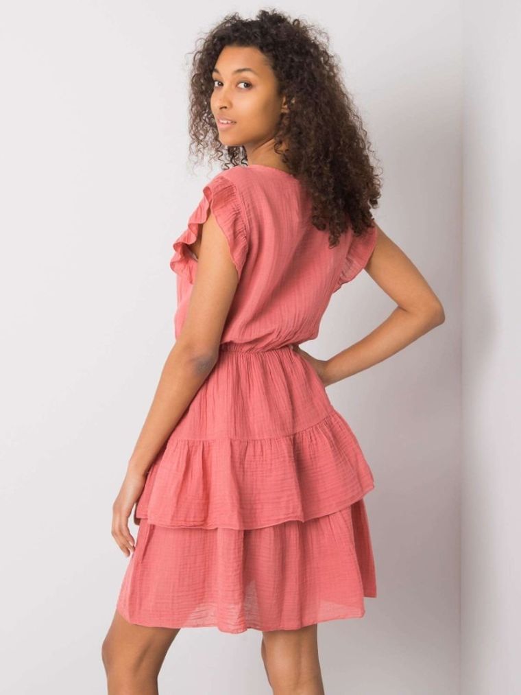 Sukienka damska z krótkim rękawem, różowa, Och Bella