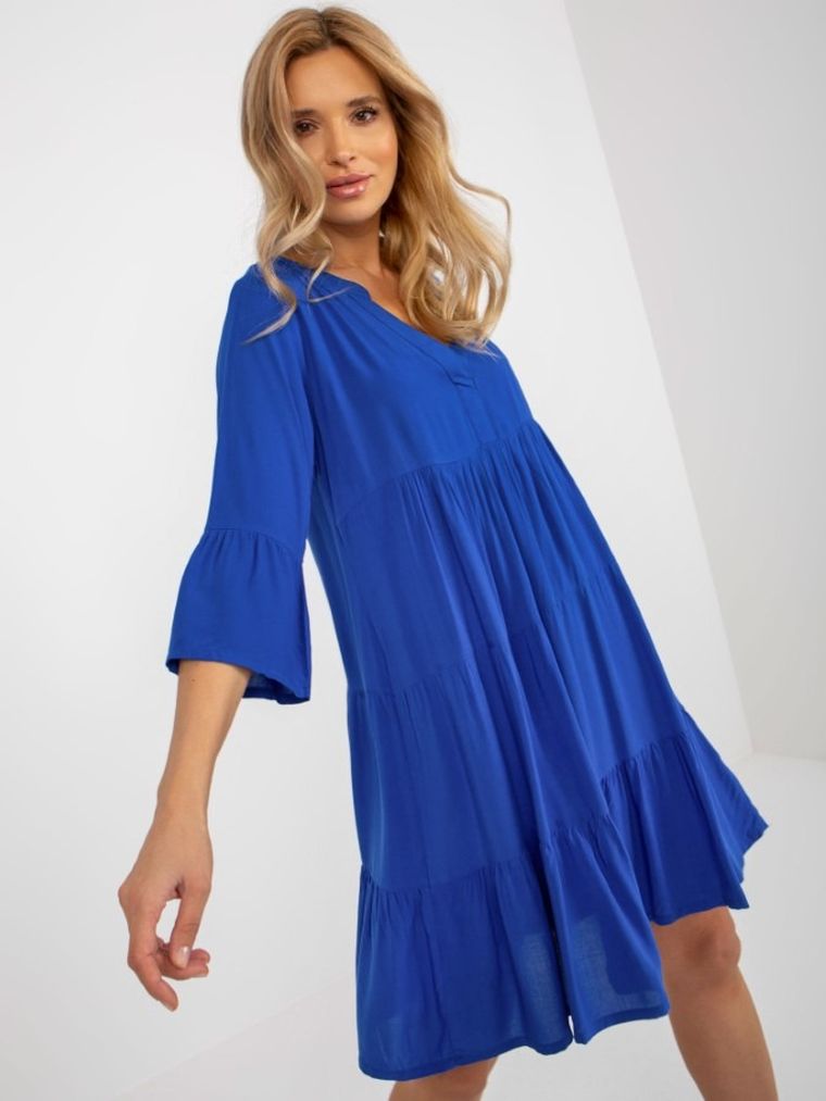 Sukienka damska z rękawem 3/4, niebieska, Sublevel