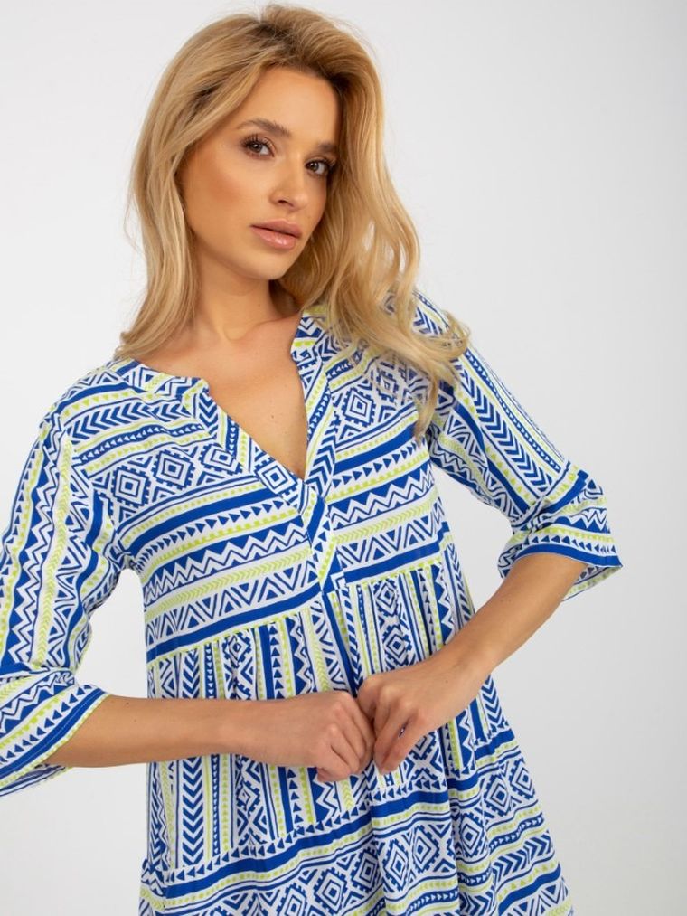 Sukienka damska z rękawem 3/4, niebieska, Sublevel