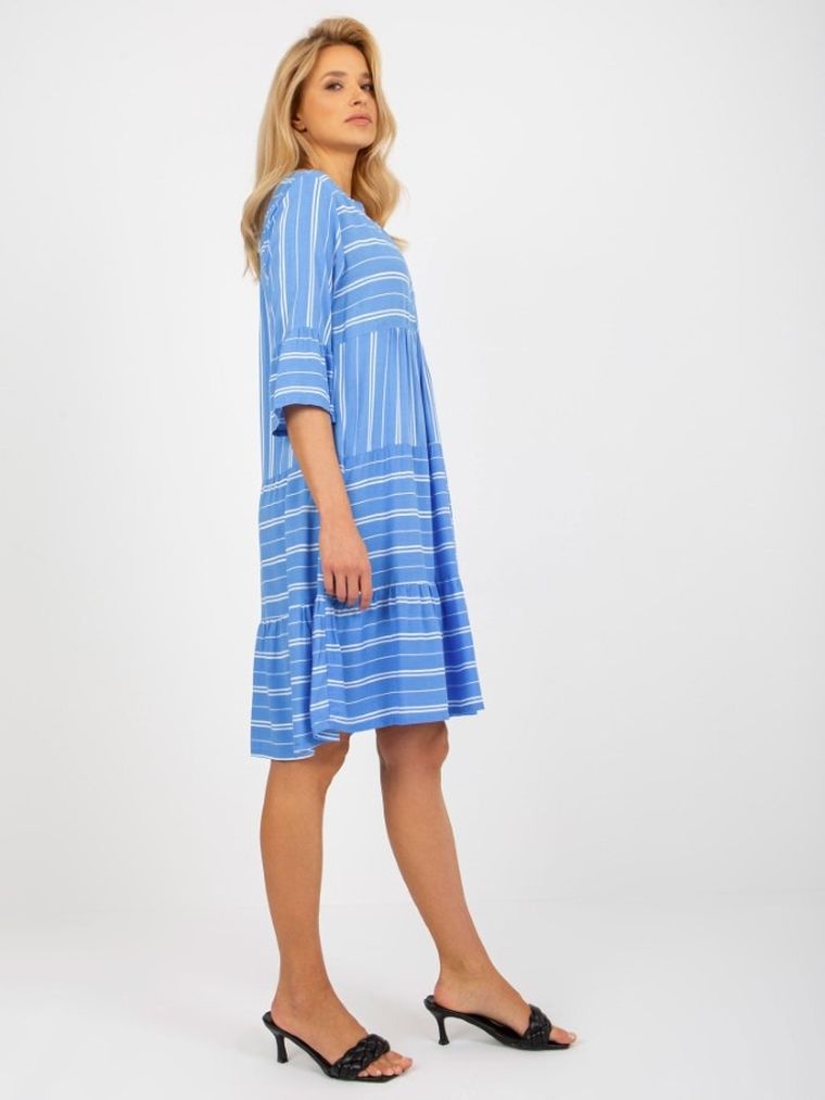 Sukienka damska z rękawem 3/4, niebieska, Sublevel