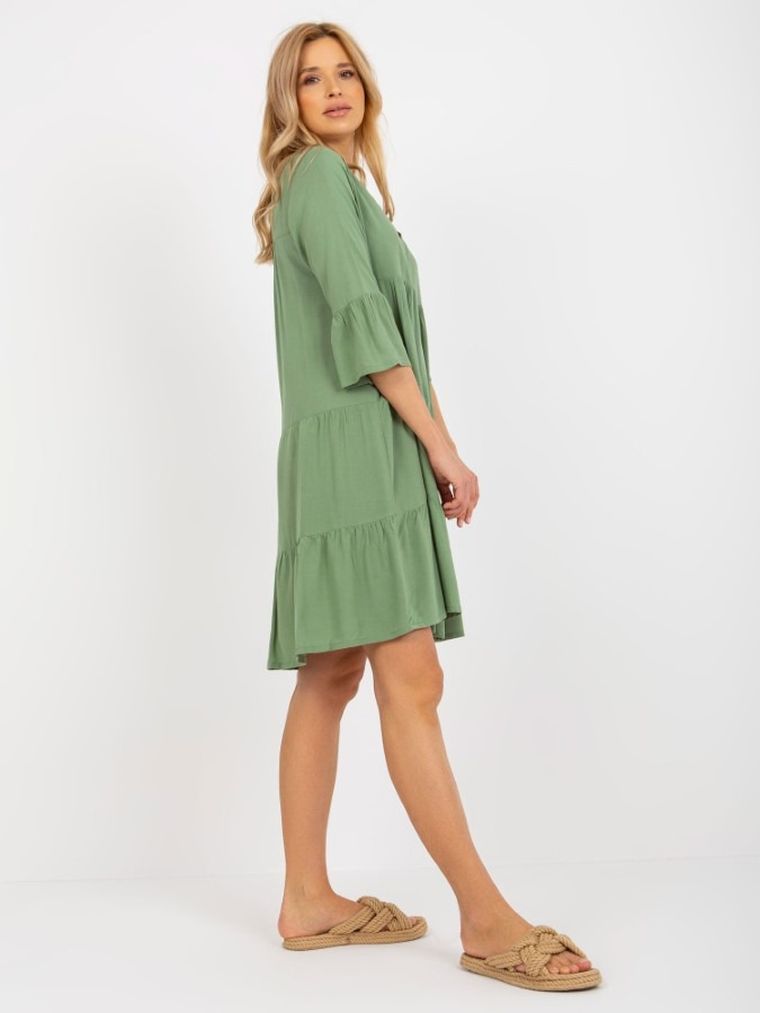 Sukienka damska z rękawem 3/4, zielona, Sublevel