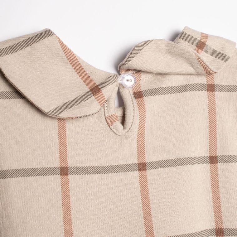 Sukienka dziewczęca z długim rękawem, beżowa, Nicol