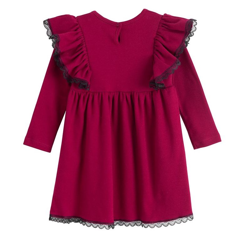 Sukienka dziewczęca z długim rękawem, bordowa, Nicol