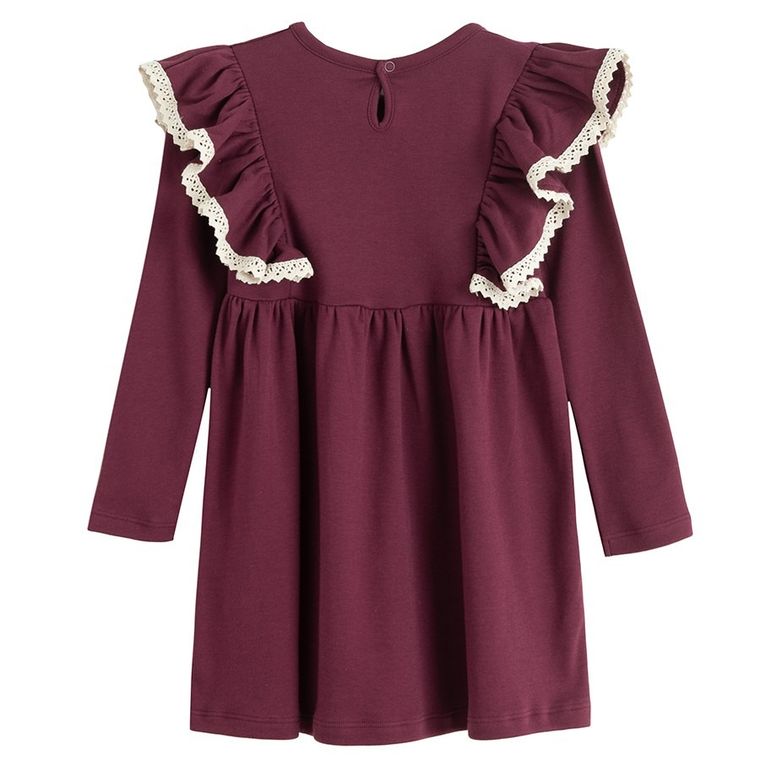 Sukienka dziewczęca z długim rękawem, burgundowa, Nicol
