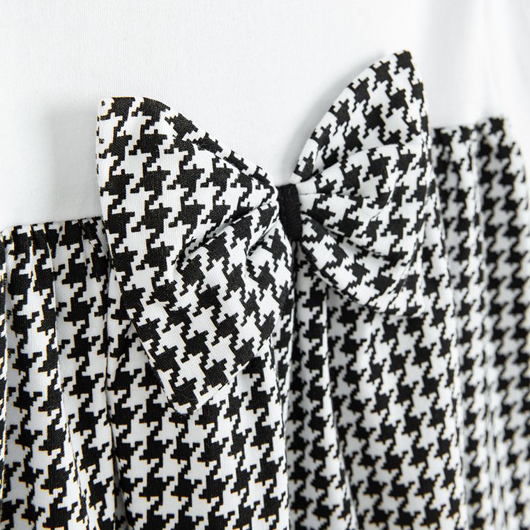 Sukienka dziewczęca z długim rękawem, czarno-biała, Nicol