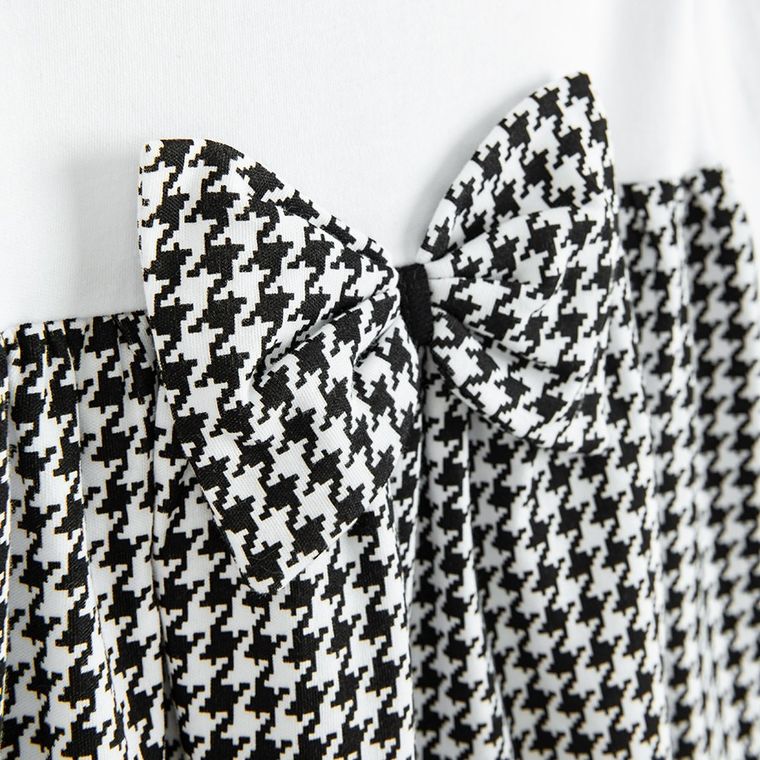 Sukienka dziewczęca z długim rękawem, czarno-biała, Nicol