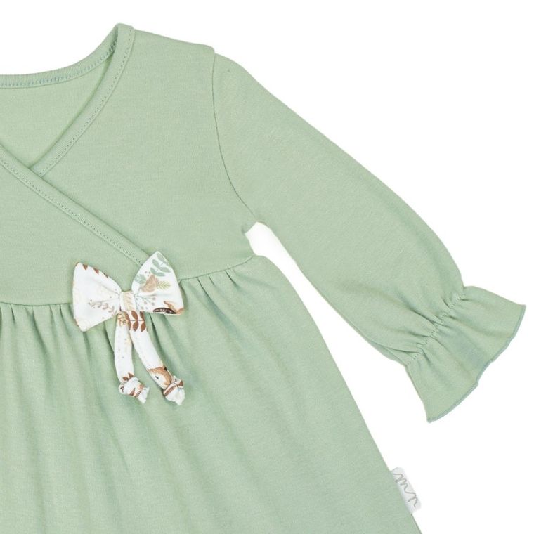 Sukienka dziewczęca z długim rękawem, jasnozielona, Nicol