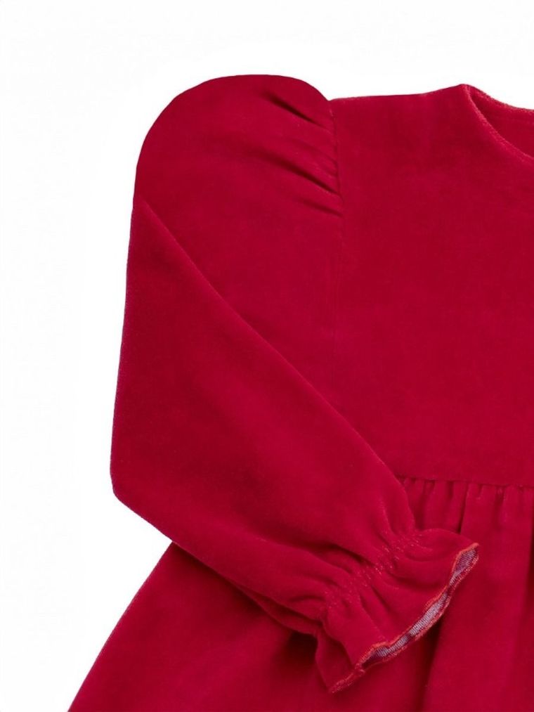 Sukienka dziewczęca z długim rękawem, welurowa, czerwona, Nicol