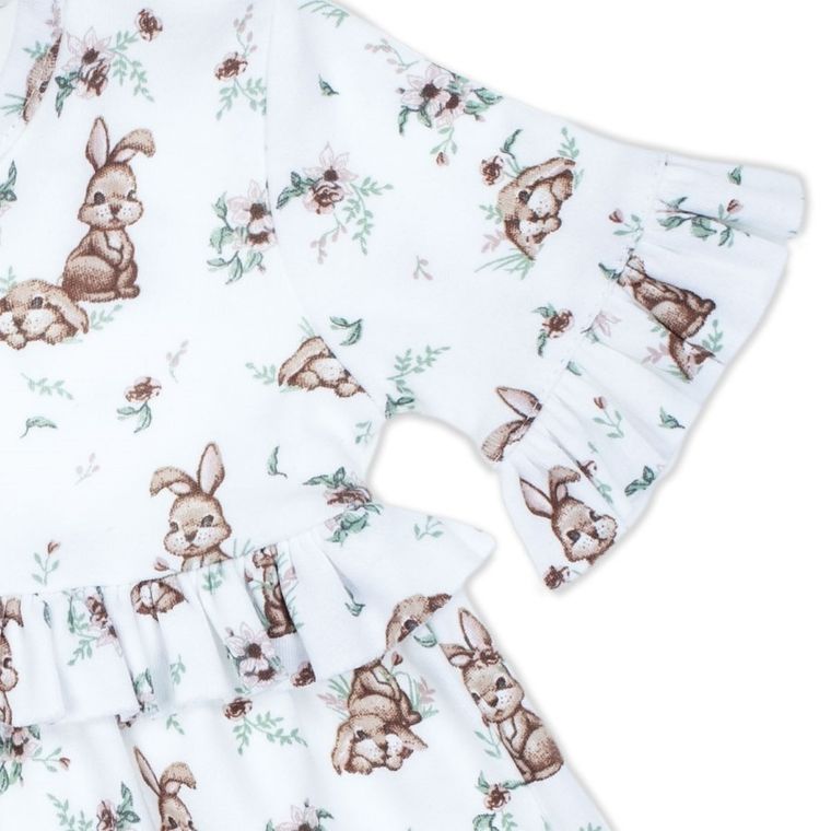 Sukienka dziewczęca z krótkim rękawem, biała, Nicol