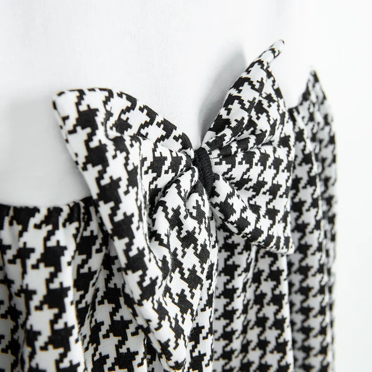 Sukienka dziewczęca z krótkim rękawem, biało-czarna, Nicol