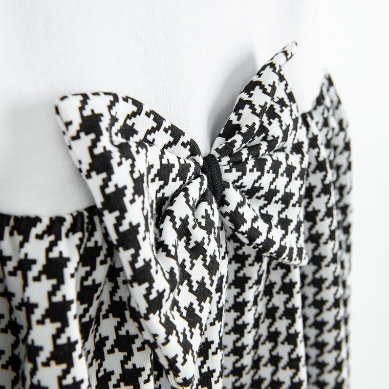 Sukienka dziewczęca z krótkim rękawem, biało-czarna, Nicol