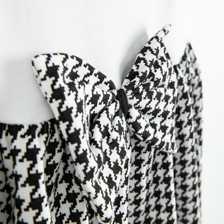 Sukienka dziewczęca z krótkim rękawem, biało-czarna, Nicol