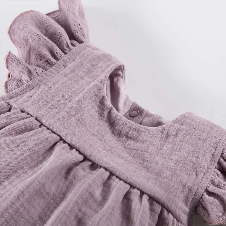 Sukienka dziewczęca z krótkim rękawem, fioletowa, Eevi