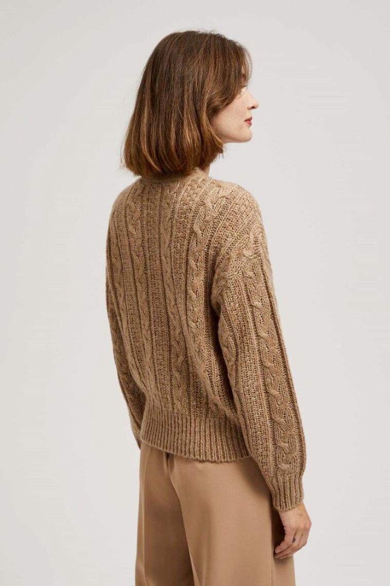 Sweter damski, beżowy, Moodo