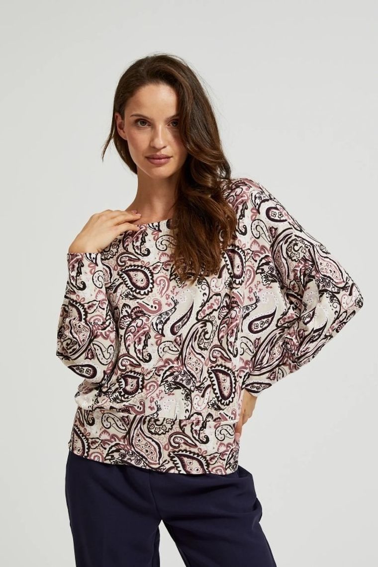 Sweter damski, beżowy, Moodo