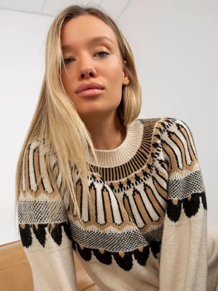 Sweter damski, beżowy, Rue Paris