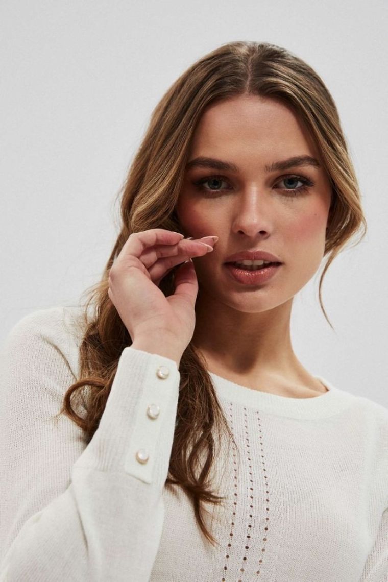 Sweter damski, biały, Moodo