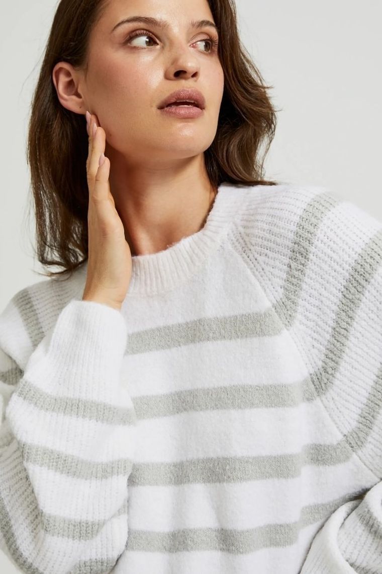 Sweter damski, biały, Moodo