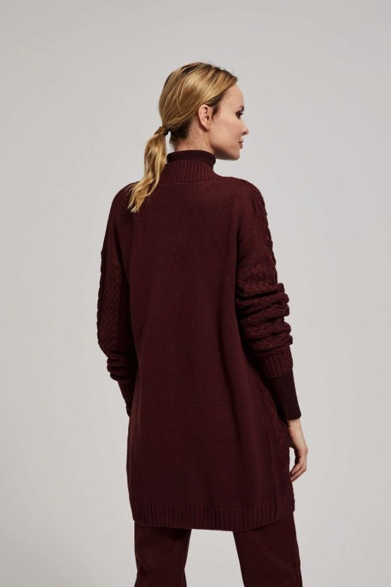 Sweter damski, brązowy, Moodo