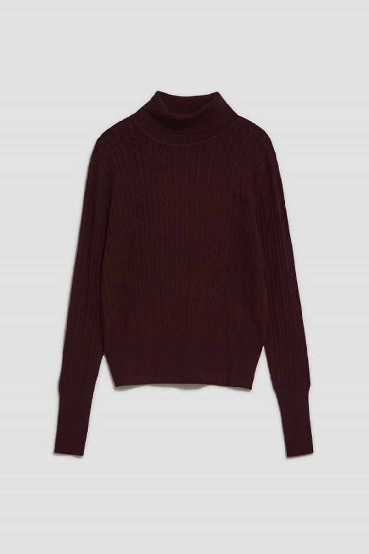 Sweter damski, brązowy, Moodo