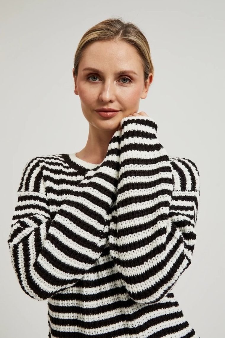 Sweter damski, czarno-biały, Moodo