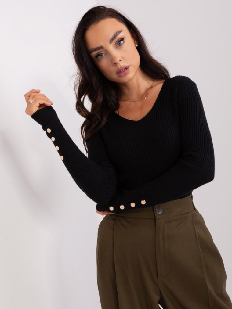 Sweter damski, czarny, P-M