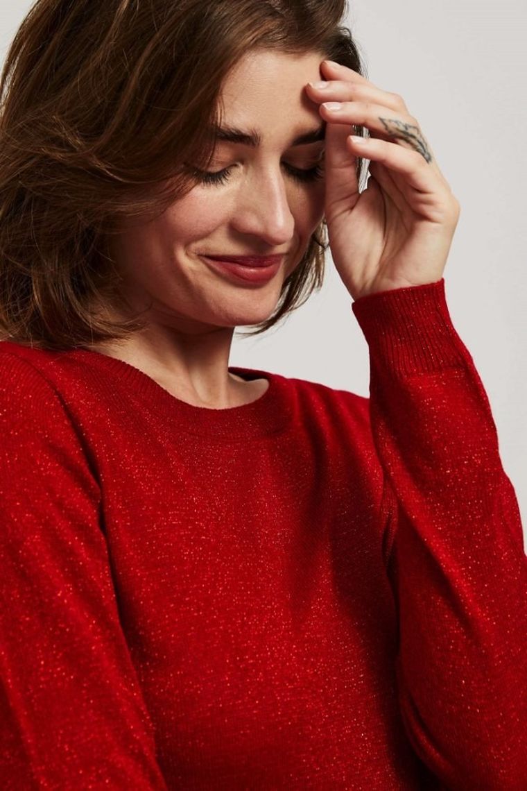 Sweter damski, czerwony, Moodo