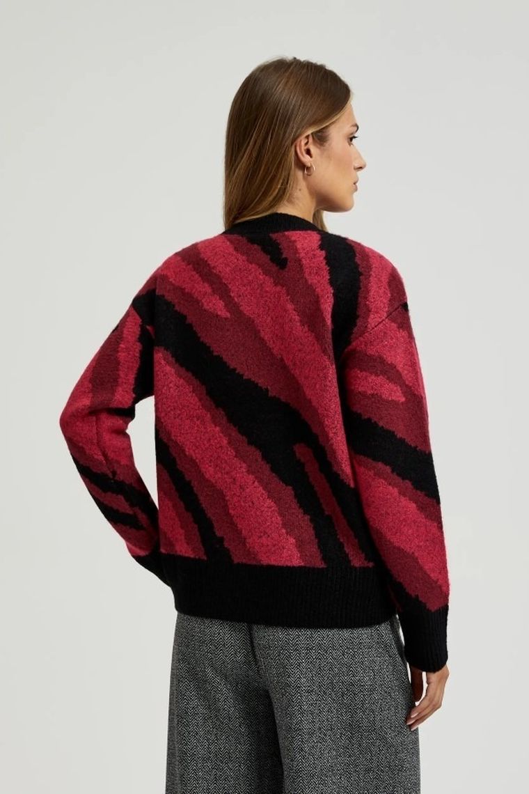 Sweter damski, czerwony, Moodo