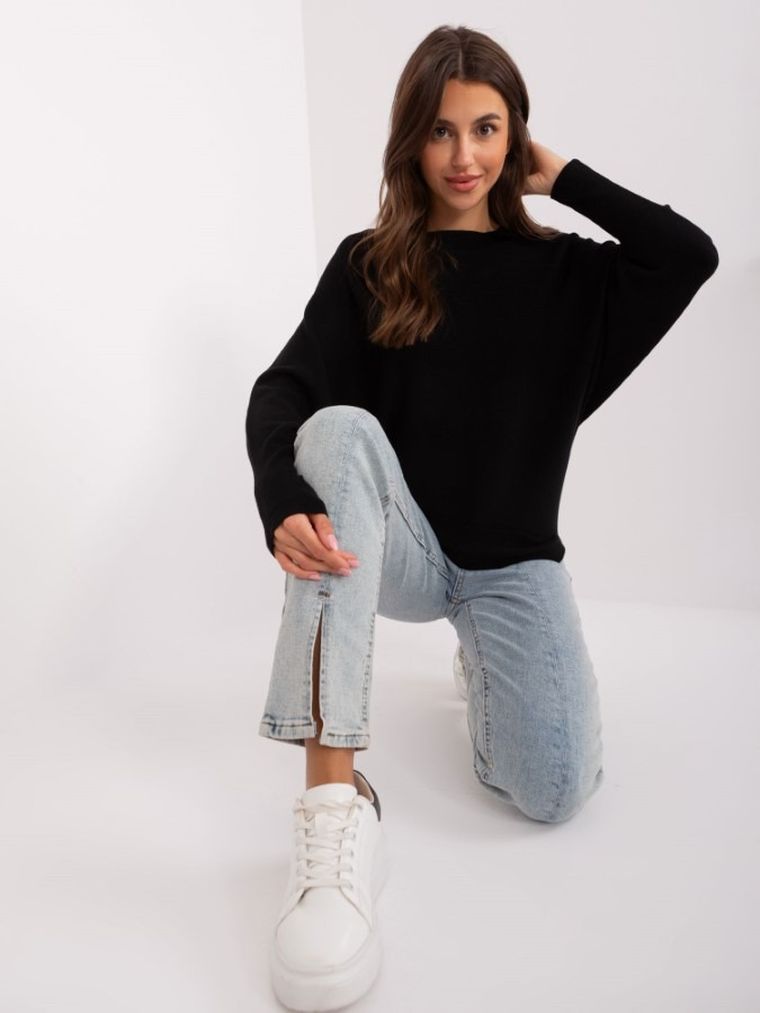 Sweter damski, oversize, czarny, P-M