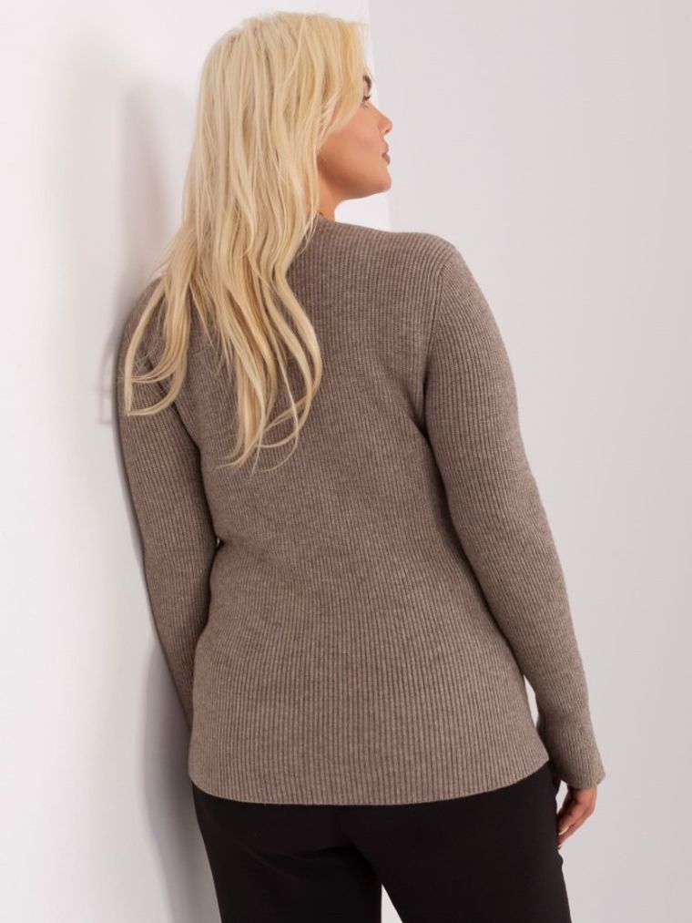 Sweter damski, plus size, beżowy, P-M
