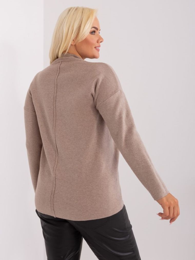 Sweter damski, plus size, beżowy, P-M
