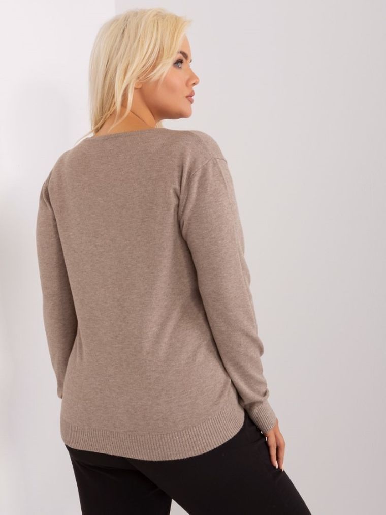 Sweter damski, plus size, beżowy, P-M