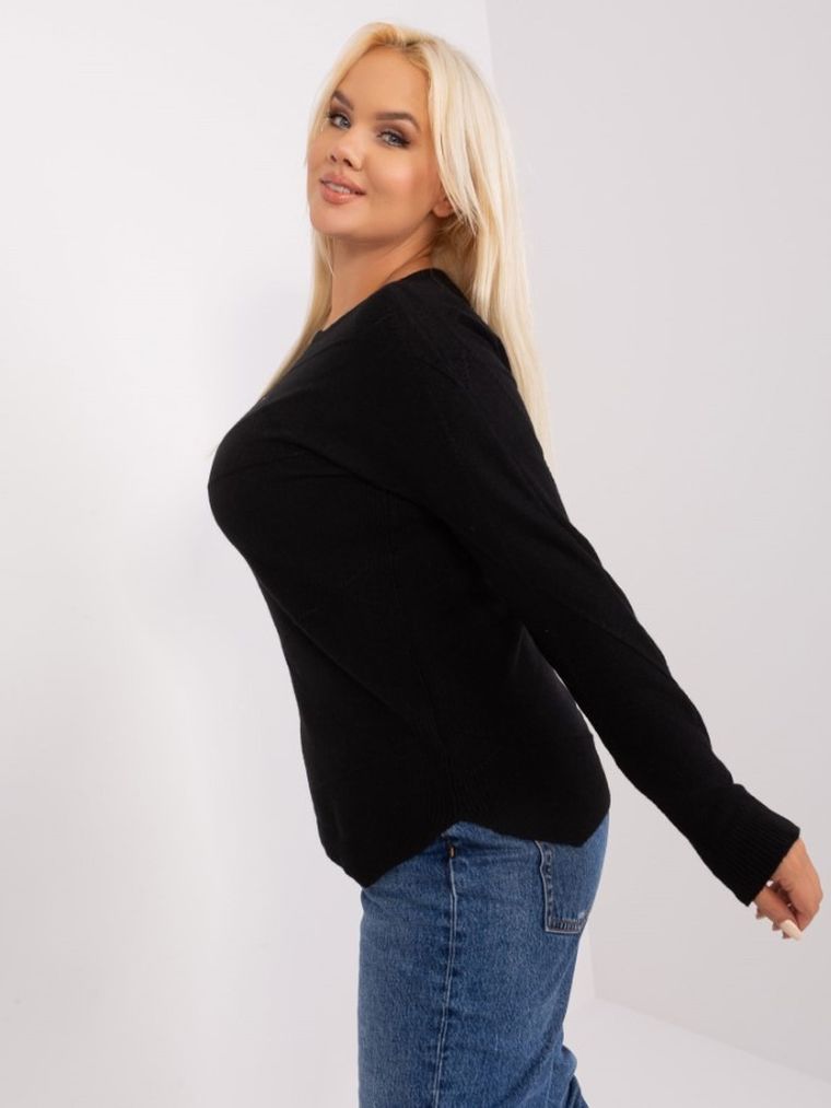 Sweter damski, plus size, czarny, P-M