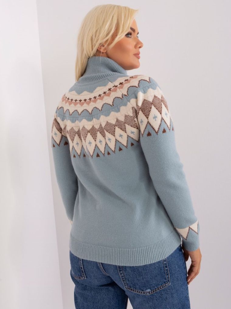 Sweter damski, plus size, niebieski, P-M