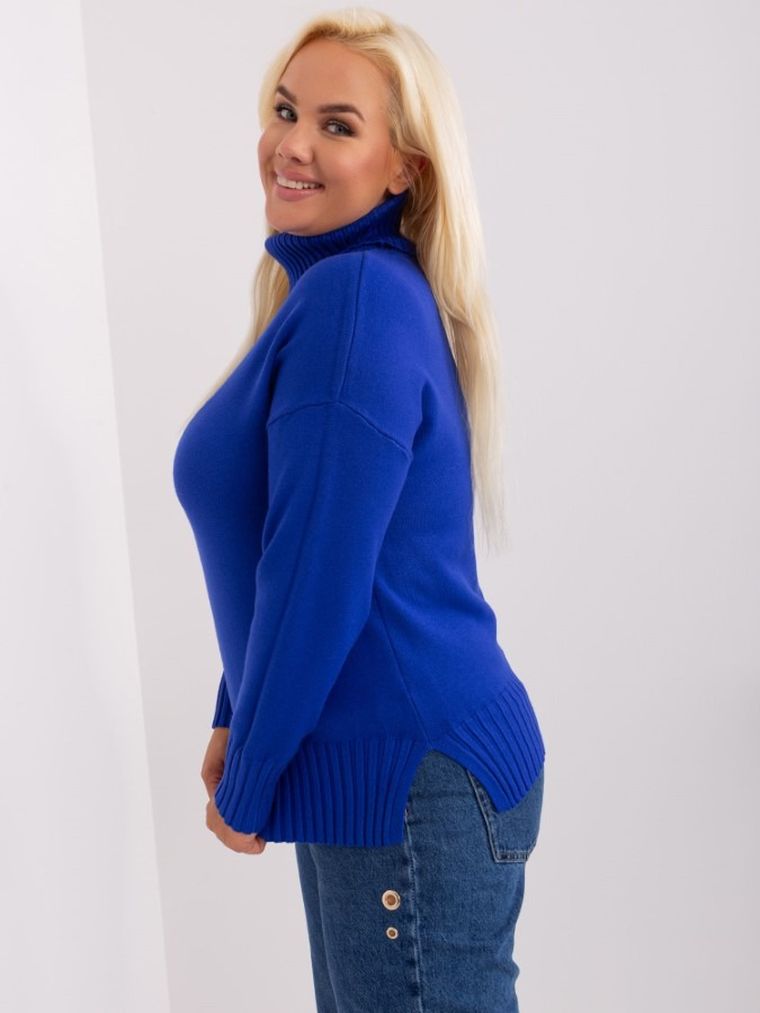 Sweter damski, plus size, niebieski, P-M