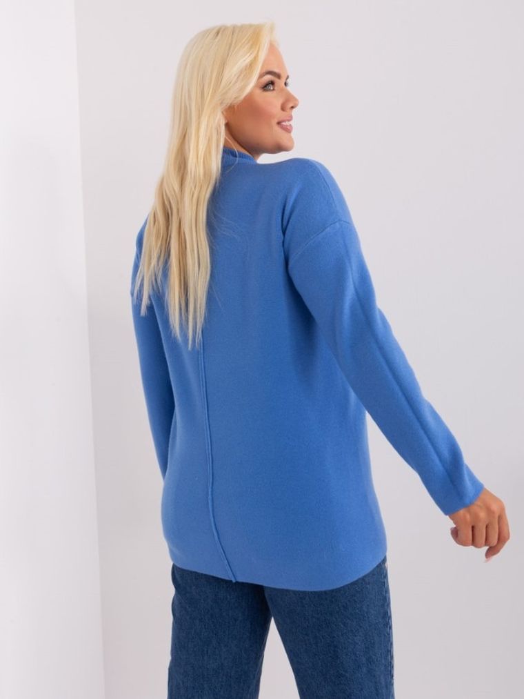 Sweter damski, plus size, niebieski, P-M