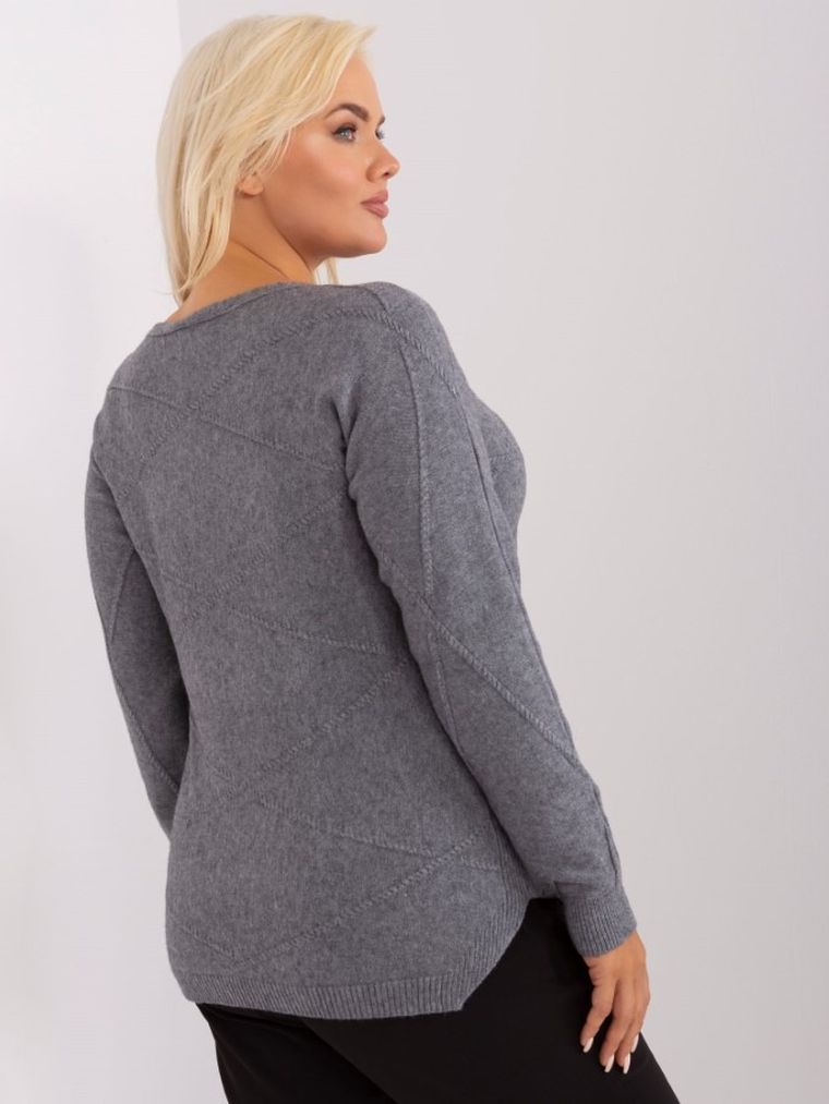 Sweter damski, plus size, szary, P-M