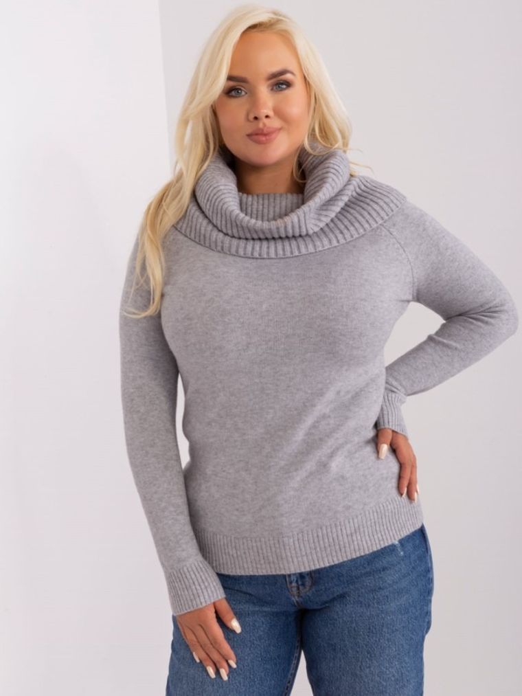 Sweter damski, plus size, szary, P-M