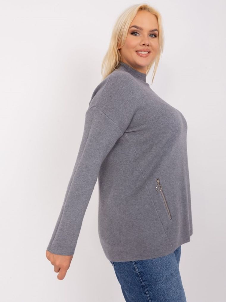 Sweter damski, plus size, szary, P-M