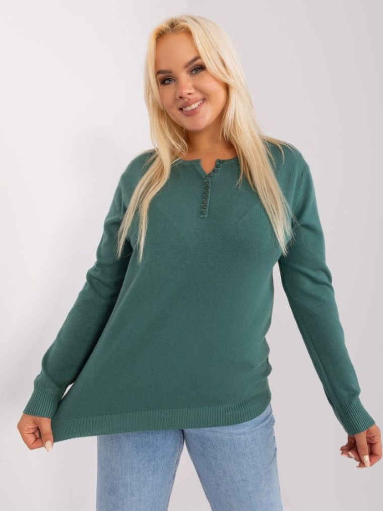 Sweter damski, plus size, zielony, P-M