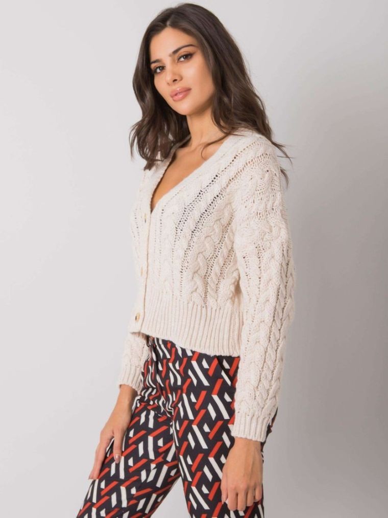 Sweter damski, rozpinany, beżowy, Sublevel