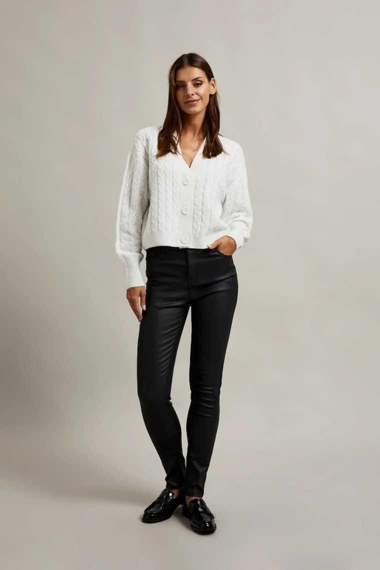 Sweter damski, rozpinany, biały, Moodo