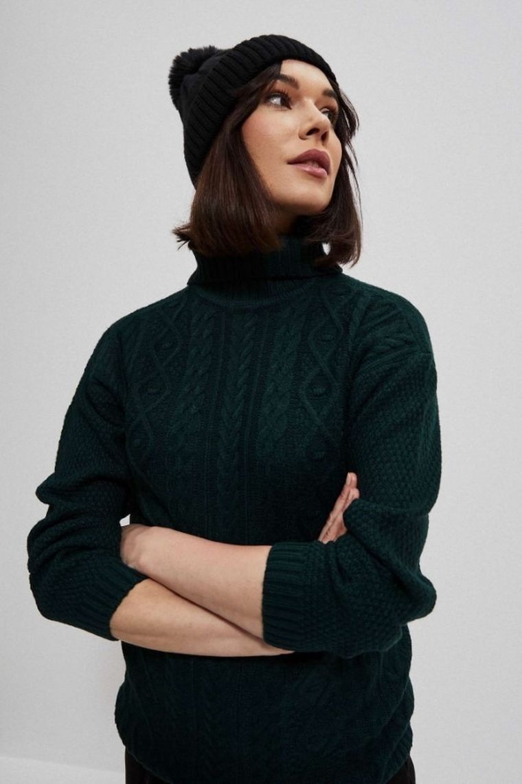 Sweter damski, zielony, Moodo