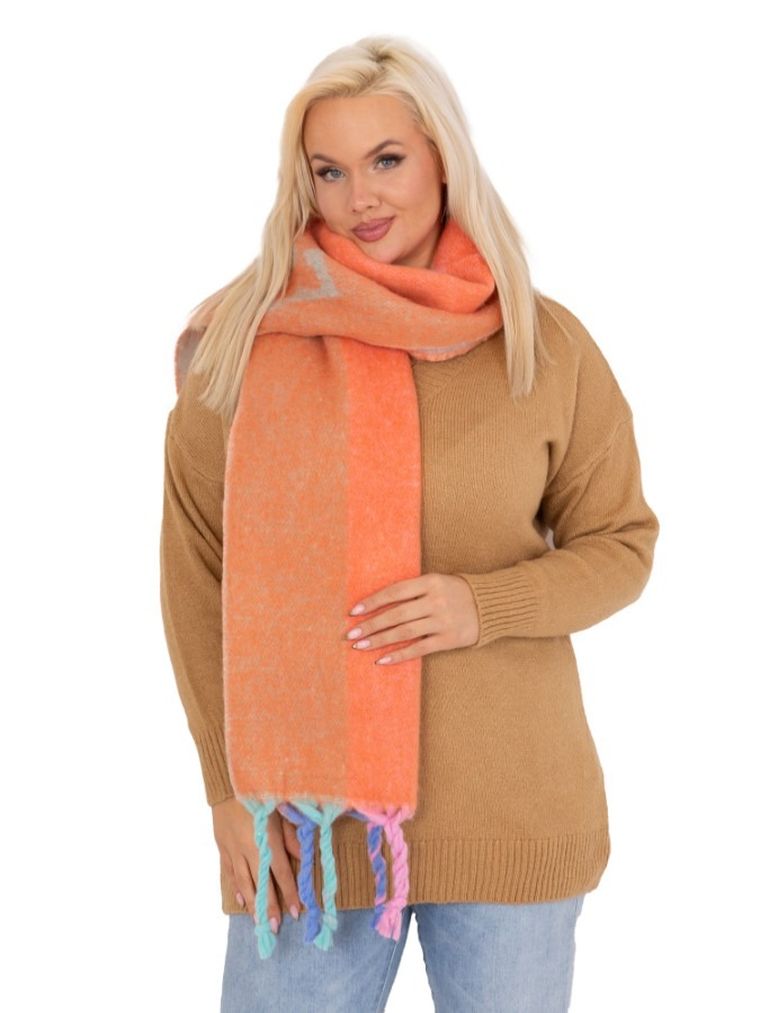 Szalik damski, pomarańczowy, Italy Moda