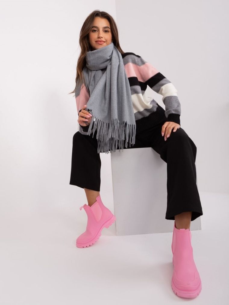 Szalik damski, szary, Italy Moda