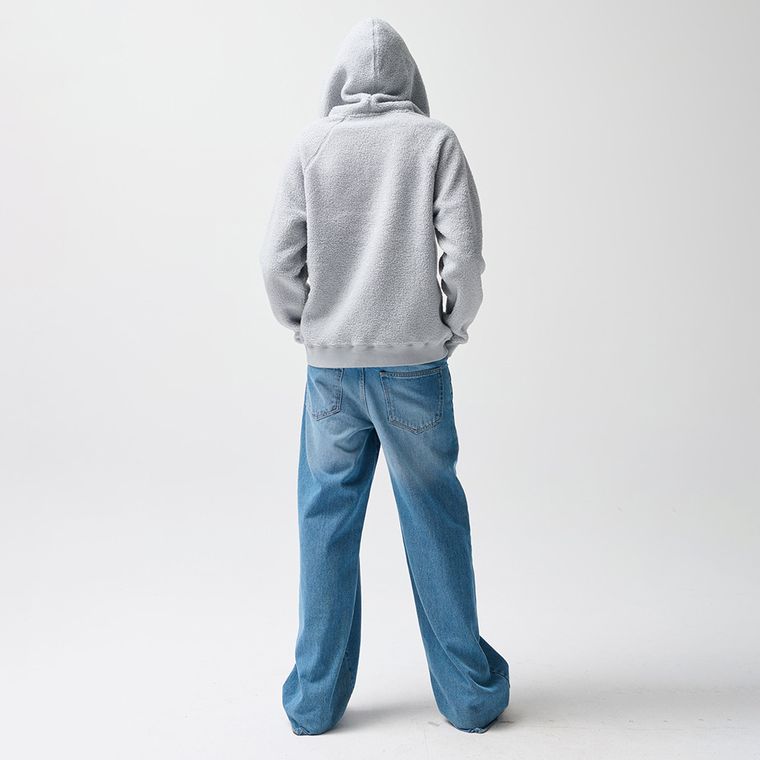 Szara bluza sherpa z kapturem oversize NOWEAR