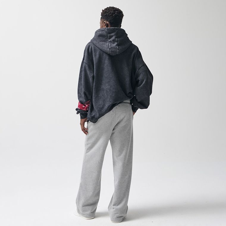 Szare spodnie dresowe z szeroką nogawką wide oversize NOWEAR