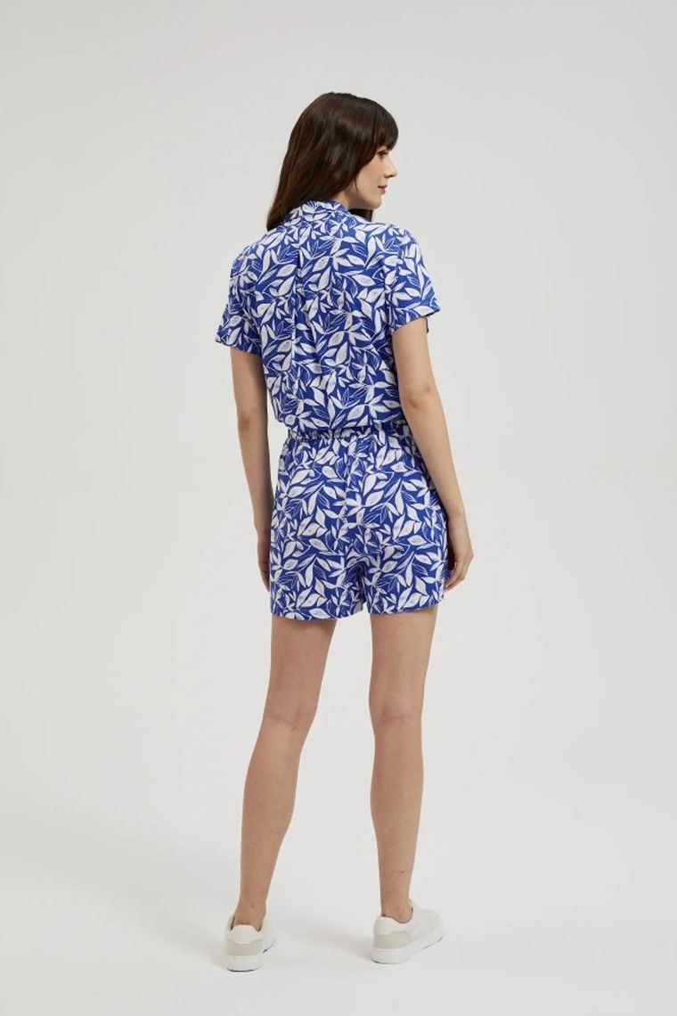 Szorty damskie z lnem, granatowe, Moodo