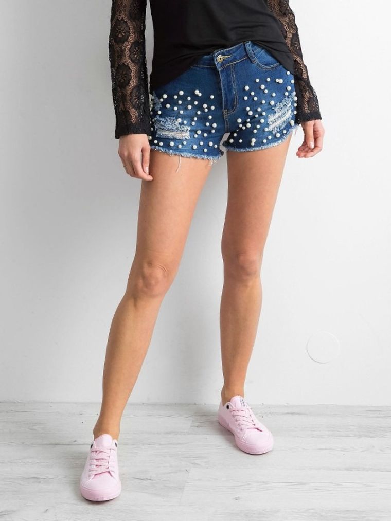 Szorty jeansowe damskie, niebieskie, Factory Price